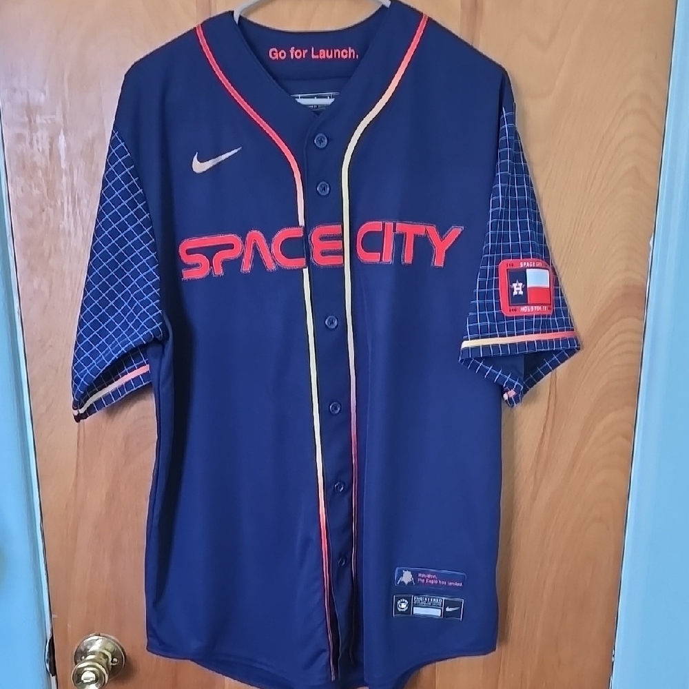 Nike Houston Astros Space City Blue Carlos Correa City Connect Jersey Large